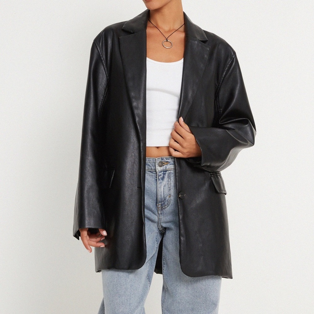 Motel Rocks: Saken Blazer in PU Black